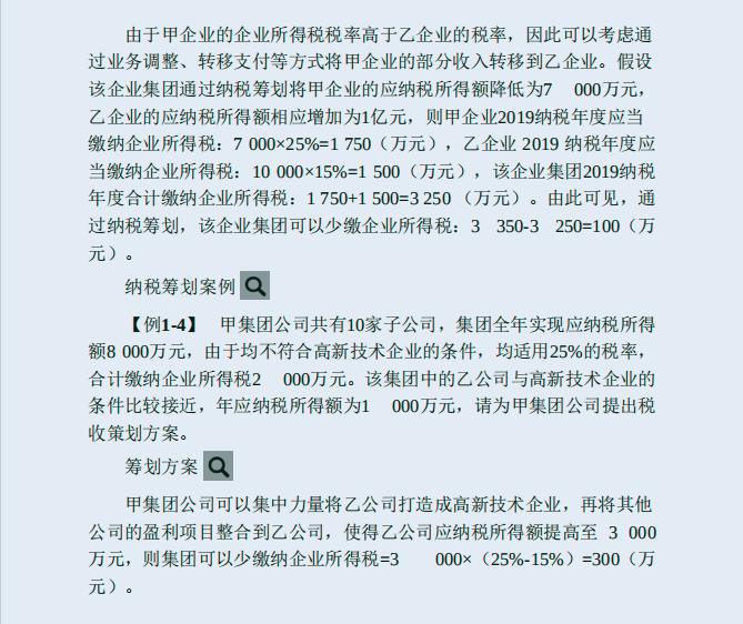 税收筹划方案设计说明,当日要点