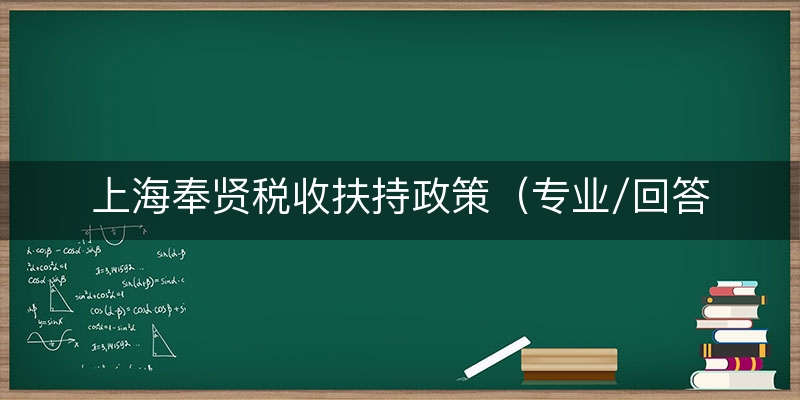 上海奉贤税收扶持政策（专业/回答）