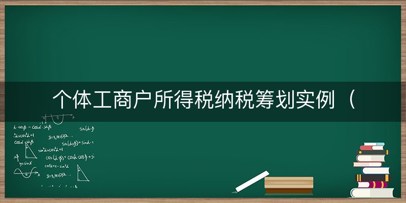 个体工商户所得税纳税筹划实例（5分钟前更新）