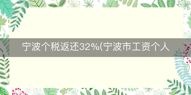 宁波个税返还32%(宁波市工资个人所得税)（正确/诠释）