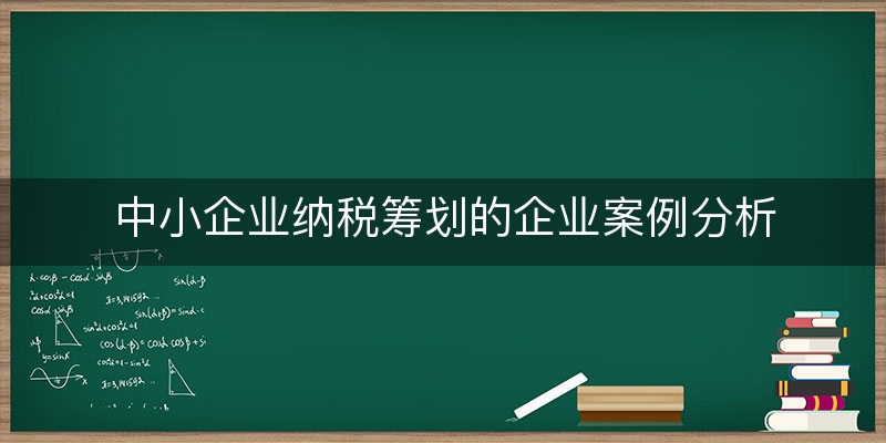 中小企业纳税筹划的企业案例分析(最新纳税筹划案例)