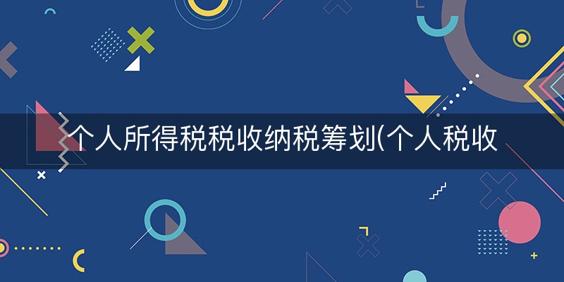 个人所得税税收纳税筹划(个人税收筹划方案)
