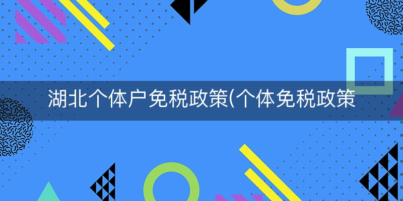 湖北个体户免税政策(个体免税政策2023)