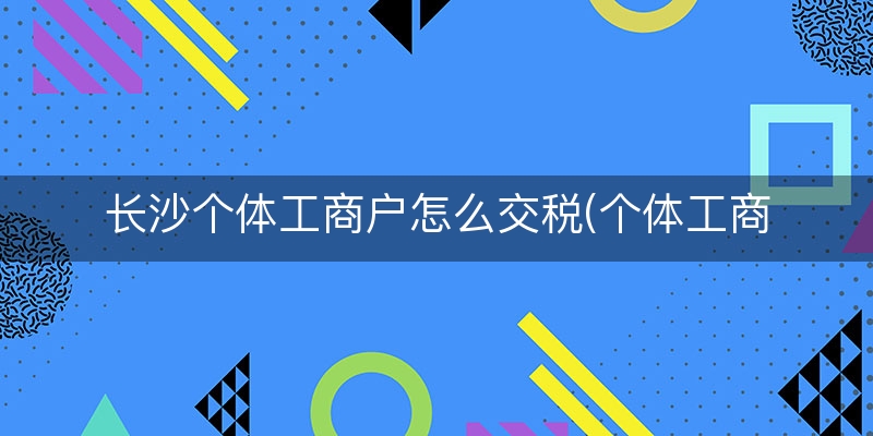 长沙个体工商户怎么交税(个体工商户如何报税)