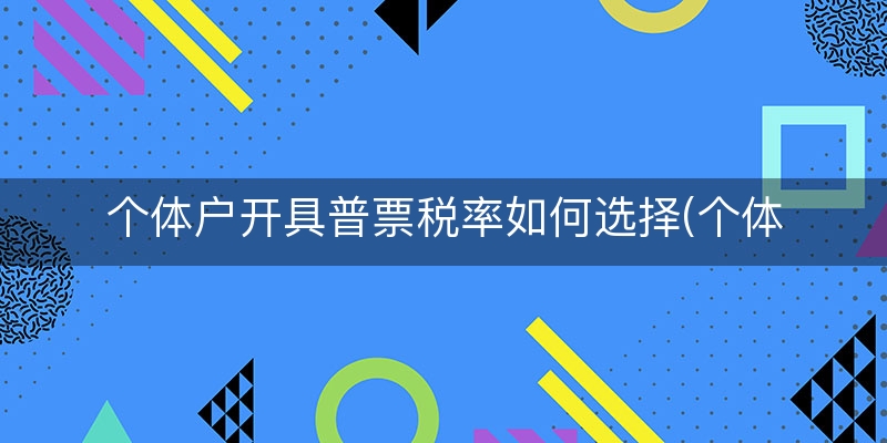 个体户开具普票税率如何选择(个体户怎么开普通税票)