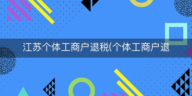 江苏个体工商户退税(个体工商户退税申请)
