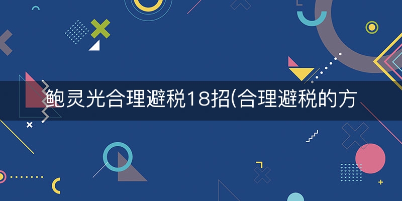 鲍灵光合理避税18招(合理避税的方式)