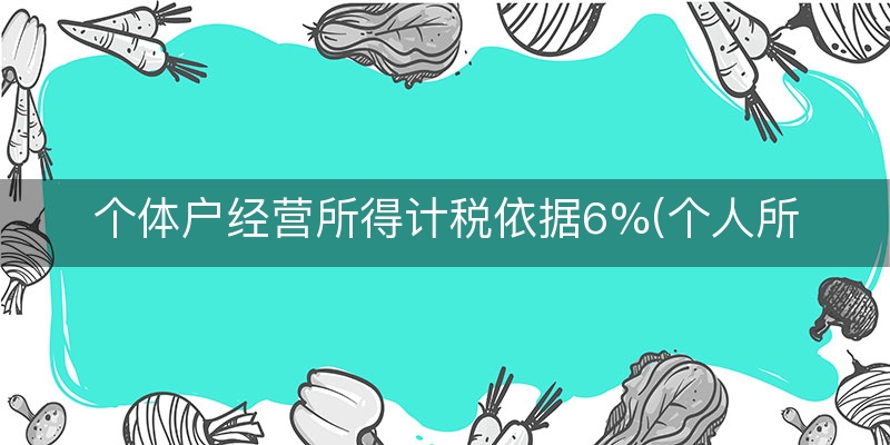 个体户经营所得计税依据6%(个人所得税经营所得申报)