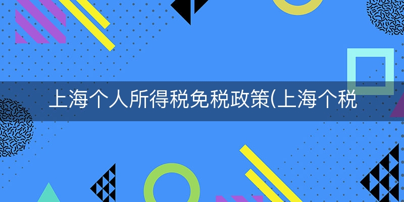 上海个人所得税免税政策(上海个税有优惠吗)
