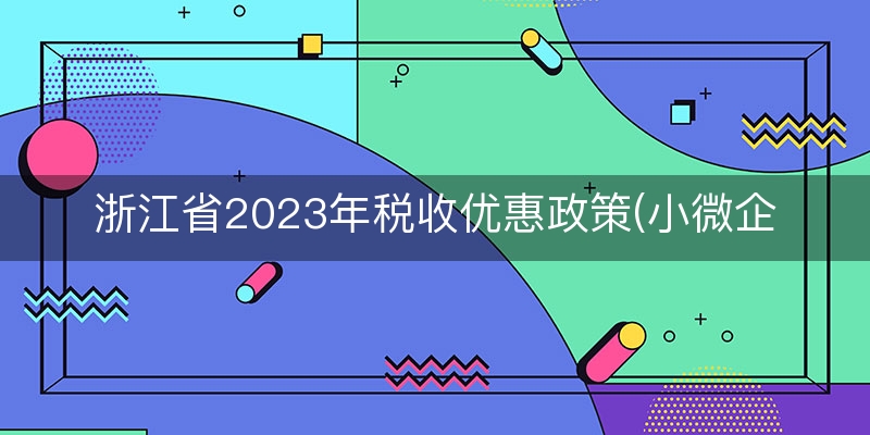 浙江省2023年税收优惠政策(小微企业增值税优惠政策)