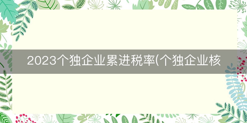2023个独企业累进税率(个独企业核定征收2023交税)