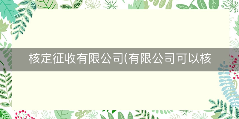 核定征收有限公司(有限公司可以核定吗)