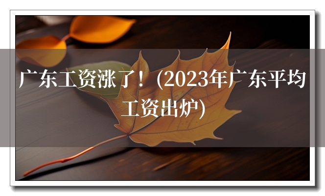 广东工资涨了！(2023年广东平均工资出炉)